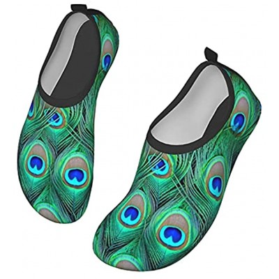 Allgobee Water Shoes for Womens Mens,Outdoor Beach Peacock Feather Beauty Aqua Socks,Barefoot Shoes Surfing Yoga