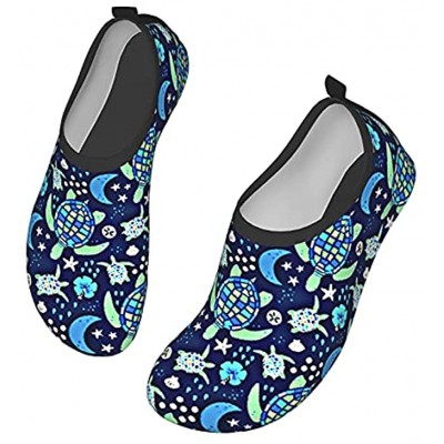 Allgobee Water Shoes for Womens Mens,Outdoor Beach Turtle's Moonlit Walk Galaxy Aqua Socks,Barefoot Shoes Surfing Yoga