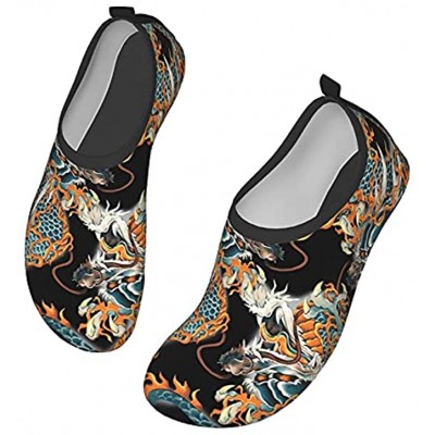 Dragon Pattern Quick-Dry Water Shoes Outdoor Sports Socks Swim Beach Yoga for Womens Mens