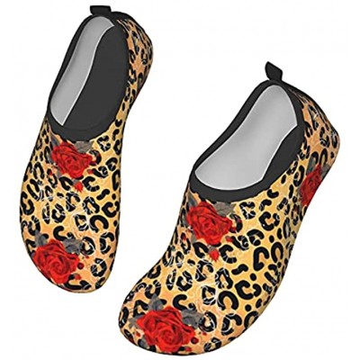 "N A" Best & Leopard Print Womens and Mens Water Shoes Barefoot Quick-Dry Aqua Socks Slip-On for Outdoor Beach Swim Yoga