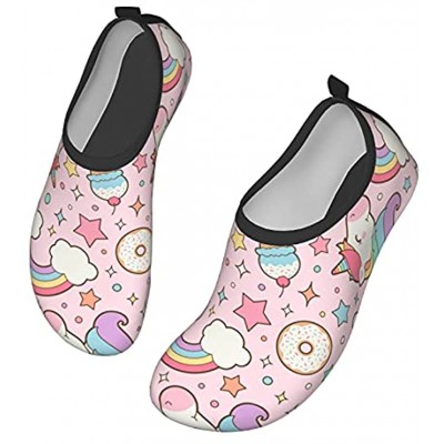 Water Shoes for Women and Men Cute Pastel Unicorn#1 Quick-Dry Barefoot Beach Pool Shoes Aqua Yoga Shoes Slip-on for Outdoor Snorkeling Beach Swim Surf