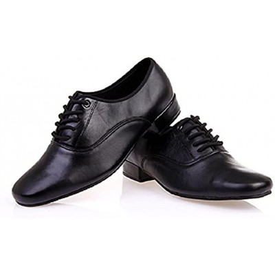 BeiBestCoat Men’s Classic Lace-up Leather Dance Shoes Modern Dancing Shoes Black