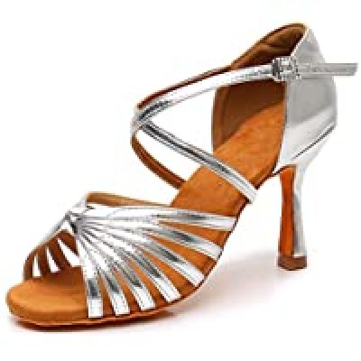 GANG Latin Dance Practice Shoes Peep Toe Women Dance Shoes Heels D030 Color : Silver-9cm-wh-d030 Size : 6