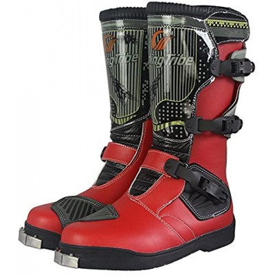 1Storm Men's Motorcycle Boots Rider Long High Racing Red Boots B1007 US 9.5