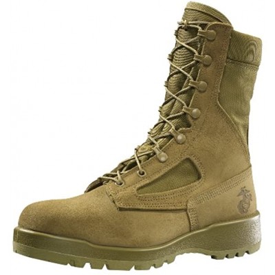 Belleville 550 ST 8” USMC Hot Weather Steel Toe Boots EGA Mojave Cattlehide Leather Combat Boots For Men Safety Rates For Electrical Hazard Resistance EH Mojave 10 W