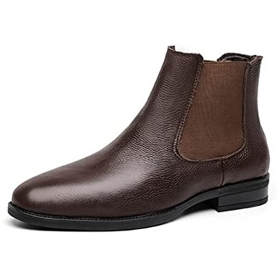CDIFJO Chelsea Boots for Men Elastic Bandage Cowhide Leather Non Slip Wearable Slip on Anti-Slip Waterproof Work Fashion