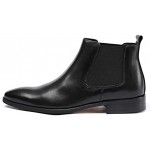 Mens Dress Boots Leather Formal Men Chelsea Boot Silp on Shoes Black