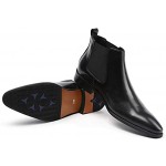 Mens Dress Boots Leather Formal Men Chelsea Boot Silp on Shoes Black