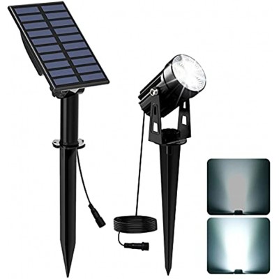 CREPOW Solar Spot Lights Outdoor Solar Landscape Spotlights IP65 Waterproof 9.8ft Cable,Auto On Off Outdoor Wall Lights for Garden Yard Driveway Porch Walkway Pool 6000K White
