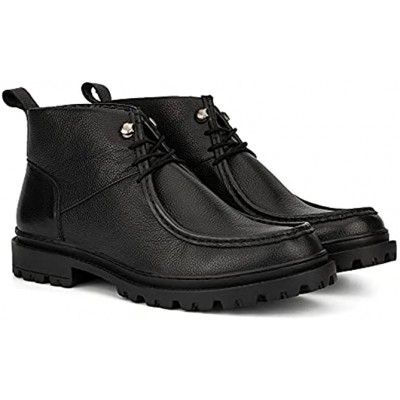 Reserved Footwear New York Positron Men’s Fashion Classic Combat Leather Ankle Mid-Top Oxford Boots Round Toe Thermoplastic rubber Outsole