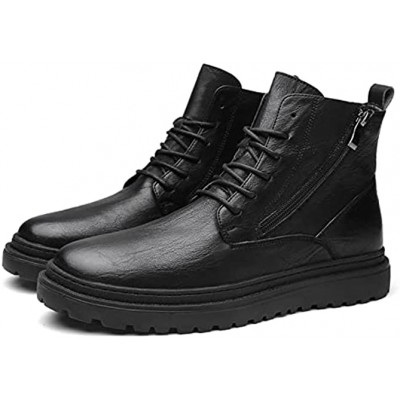ANGLLE Lace Up Round Toe Boots for Men Derby with Zipper Vegan LeatherVegan Leather Waterproof Block Heel Slip Resistant Vintage Work Stylish