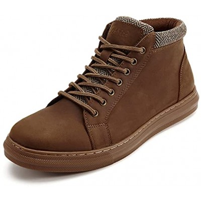 Arkbird Men's Genuine Leather Sneaker Boots Fashion Casual Mid-Top Walking Shoes for Men