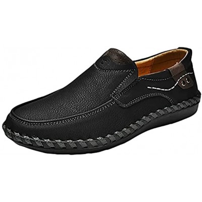 BUIPOKD Men Leather Walking Shoes Comfortable Casual Driving Loafer Lightweight Travel For Adult Male Loafers Slip On