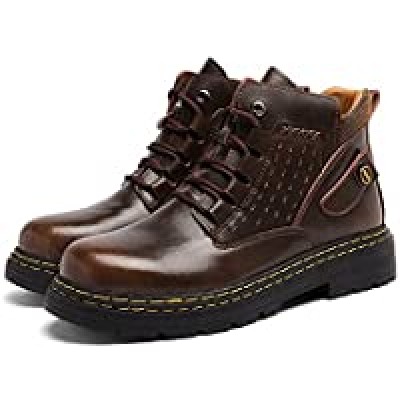 Gxswlaaanjm Mens Dress Shoes Men's Autumn and Winter Fashion First Layer Cowhide Double Needlework Handmade Martin Boots Tooling Shoes Plus Color : Brown Shoe Size : 9.5 US