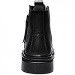 JUSTGUOGANG Round Toe Lace Up Boots for Men Derby with Zipper Cowhide Leather Block Heel Wearable Dress Classic Vintage Color : Black Lined Size : 10