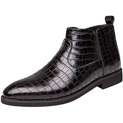 LATINDAY Mens Chelsea Boot Ankle Oxford Dress Bootie Patent Leather Angle Toe Boots Casual Side Zipper Outdoor Fashion Shoes