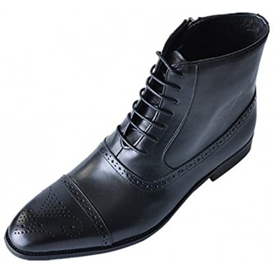 Men's Dress Ankle Motorcycle Boots Oxfords High Top Bootie Lace up Ankle Height Boot