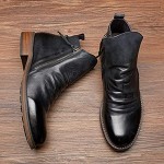 Monbof Men's Large Fashion Casual Boots Bilateral Zipper Tassel Boots Leather Boots Sneakers Boots Men Platform Boots Fashion Rivet Chain Gothic Boots Thick Wedge Heels Casual Shoes