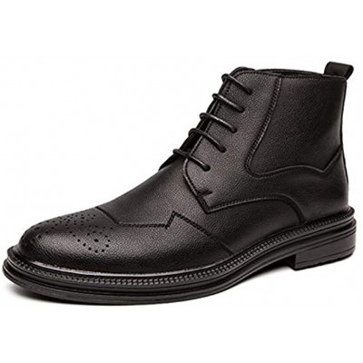 Oxford Boots for Men Lace Up Medallion Pointed Toe Semisynthetic Leather Prophylactic Sole Pull Tap Stitiching Causal Wear