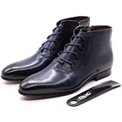 YXCUE Classic Genuine Calf Leather Mens Ankle Boots Men Casual Boots Green Blue Lace Up Men‘s Dress Boots Mens Leather Western Boots Color : Blue Shoe Size : US 12