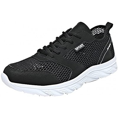 DEUVOUM Men's Mesh Hollow Breathable Men's Shoes Summer Casual All-Match Men's Shoes Solid Color Lace-Up Sneakers Rubber Sole Waterproof Non-Slip Sneakers Outdoor Hiking Shoes