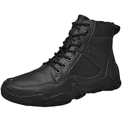 DEUVOUM Sneakers For Men Casual Fashion Sports Shoes Outdoor Walking Shoes Solid Color Leather High-Top Canvas Shoes Trendy Men's Shoes Rubber Sole Waterproof Non-Slip Walking Shoes