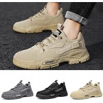 DEUVOUM Sneakers For Men Fashion Classic Men's Sneakers Outdoor Hiking Sneakers Waterproof Non-Slip Flat Running Shoes Solid Color Suede Lace-Up Sneakers Casual Shoes For Men