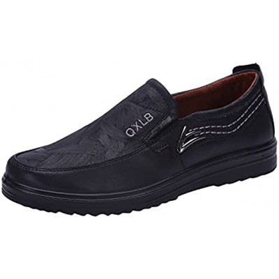 Fashionable Slip-On Loafers Men's Leather Motorcycle Shoes Breathable Flat Bottomed Classic Retro Business Casual Shoes Mens Outdoor Non-Slip Comfortable Walking Shoes
