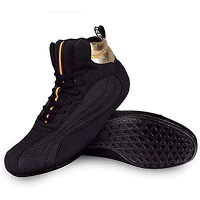HUANLE Breathable Men's High Top Wrestling Boxing Shoes High Traction Combat Speed Boxing Boots Non-Slip Fighting Training Competition Sports Shoes Men's Athletic Casual Shoes Gym Boots
