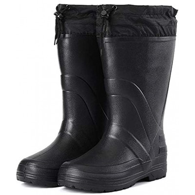 Men's Rain Footwear Winter Fleece Lining Warm Mens Rain Boots High-Top Rain Boots Lightweight EVA Waterproof Male Tall Rain Boots