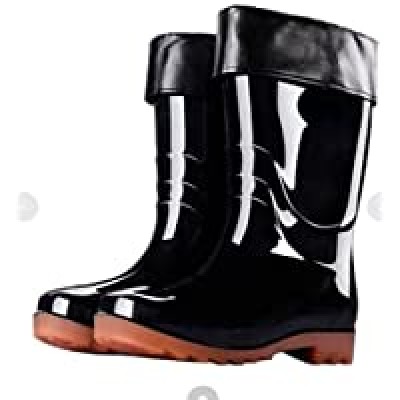 NA Black Plus Velvet Waterproof Non-Slip Tendon Sole Knee-high rain Boots Men's and Women's rain Boots