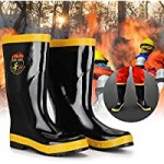 Safety Boots Fire Fighting Rescue Rubber Boots Protective Footwear Non-Slip High Temperature Resistance Rubber Rain Boot Safety Shoes for Firefighter43-43