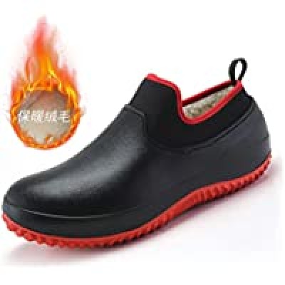 YXCUE Unisex Winter Men‘s Rain Boots Warm Snow Boots Non-Slip Men Rain Shoes Waterproof Rain Boots Men's Water Boots Rubber Work Boots Color : Black red Shoe Size : 6.5