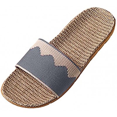 RQWEIN Fashion Unisex Linen Summer Flax Tatami Slippers No Slip Indoor Slippers Open Toe Beach Shoes Skidproof Indoor Slippers