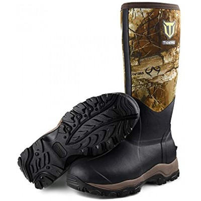 TIDEWE Hunting Boot for Men Insulated Waterproof Durable 16" Men's Hunting Boot 6mm Neoprene and Rubber Outdoor Boot Realtree Edge Camo400Gram & Standard