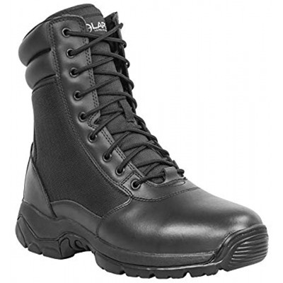 LA Police Gear Men's Core 8" Leather Side-Zip Duty Boot Tactical Uniform Boots for Men Men's Tactical Boots