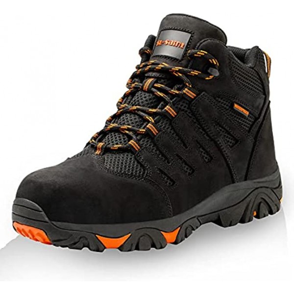 SL-Saint Waterproof Work Boots For Men,Composite Toe Comfortable Insulated Hiking footwear Full Grain Leather Industrial and Construction Lightweight safety shoes 6 Inch