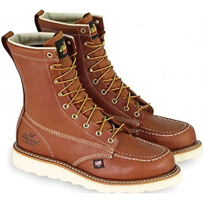 Thorogood American Heritage 8” Moc Toe Work Boots For Men Breathable Leather Boots With Slip-Resistant MAXWear Wedge Outsole and Goodyear Storm Welt