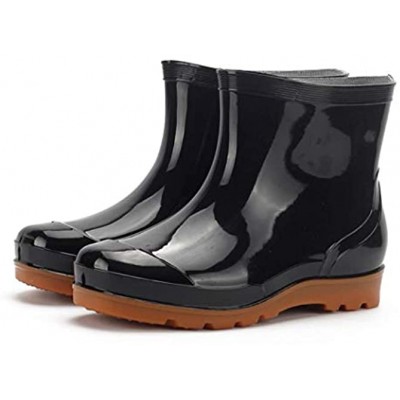 Laple Mens Rain Boots Hardwearing Anti-skidding Patchwork Slip On Waterproof Non-Slip Plastic Cement Rain Boots Rain Ankle Boots
