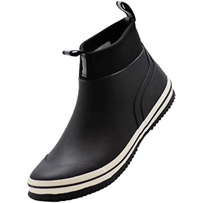 NORTY Rubber Waterproof 6 inch Ankle Rain Boot Shoes for Men Runs 1-2 Sizes Big
