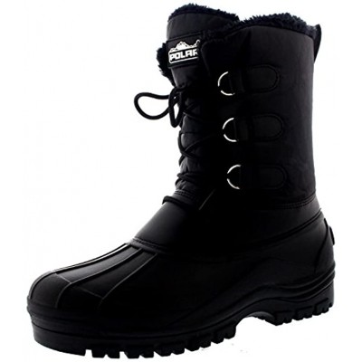 Polar Mens Muck Lace Up Short Nylon Winter Snow Rain Lace Up Casual Duck Boots