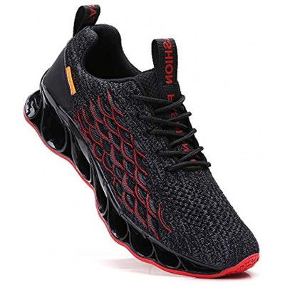 SKDOIUL Sports Sneakers for Men Mesh Breathable Fashion Youth Big Boys Trail Walking Shoes Black White Red
