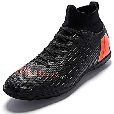 Soccer Boots Shoes for Big Boy Turf Indoor Youth Football Shoes High Top Ankle Boots Colorful Ribbon for Men Outdoor Training TF AG